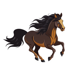 Fototapeta premium Vector illustration of a regal horse with a flowing mane in mid-gallop on white background