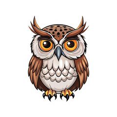 Fototapeta premium Vector illustration of a wise owl with detailed feathers and piercing gaze on white background