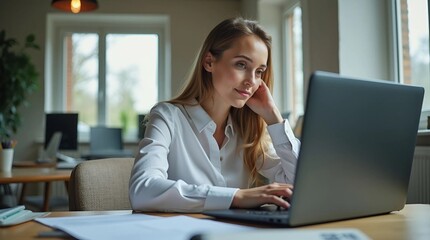 businesswoman working on laptop