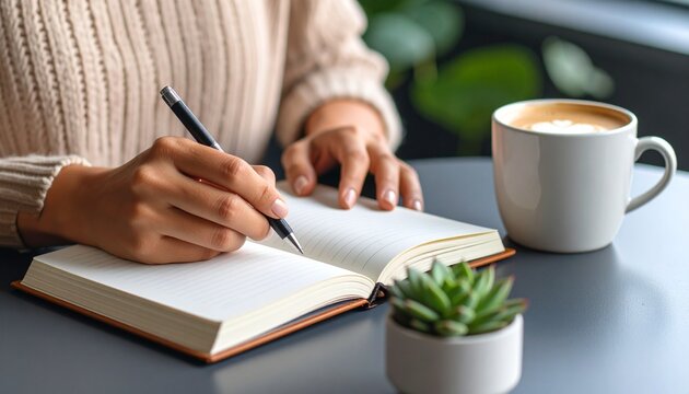  Mujer Casual Escribiendo en Libreta
