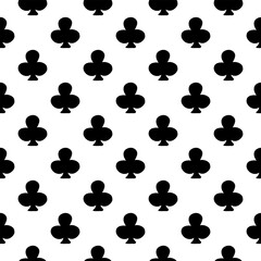 Card suit clubs seamless pattern background Doodle cartoon design for textile Hand drawn ink black geometric style Fashion print for clothes greeting invitation card flyer banner poster paper cover ad