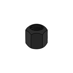 Metal nut logo icon sign Hand drawn Hex nuts screw 3d element Metal zinc supporting cap screw for tightening diy mounting Doodle cartoon design Children's style Print for card poster banner background