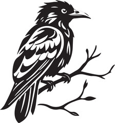Obraz premium Elegant Black and White Bird Silhouette Illustration for Creative Design Projects 