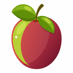 red apple with leaf