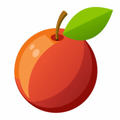red apple with leaf