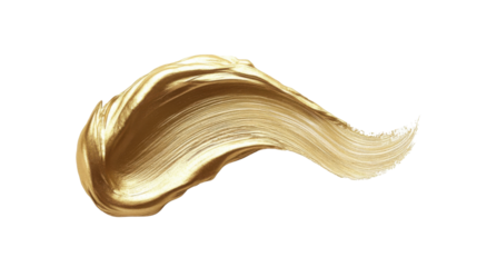 Elegant gold paint brush stroke with shiny metallic texture and artistic flair, isolated on white background