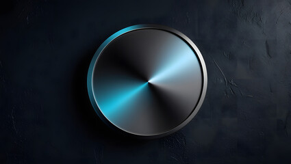 Metallic music volume knob icon on black background