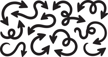 Curved Directions Vibrant Arrow silhouette Vector Set