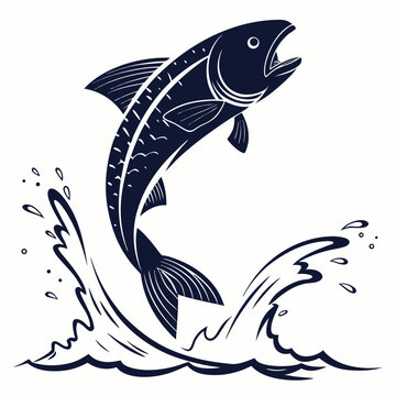 Jumping ilisha fish silhouette dynamic pose eps