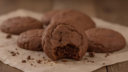 Rich Cocoa Cookies with Rustic Paper Background in Warm Tone