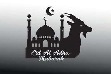 Eid al adha mubarak celebration silhouette banner