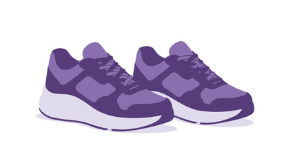 Modern fashion sneakers shoes. Sports shoes. Flat Vector isolated on white background. Running shoes. Men's or women's footwear.
