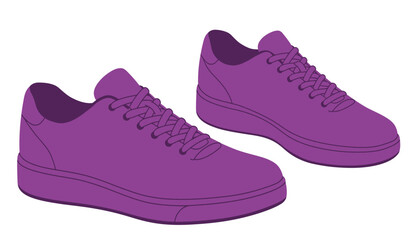 Modern fashion sneakers shoes. Sports shoes. Flat Vector isolated on white background. Running shoes. Men's or women's footwear.