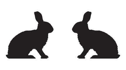 Obraz premium Black Silhouette of Two Rabbits Side by Side