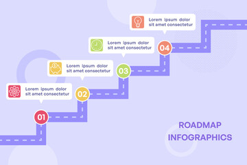 Stair Step Infographic Roadmap with Four Stage Points
