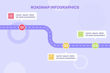 Three Step Horizontal Business Roadmap with Simple Icons and Light Design