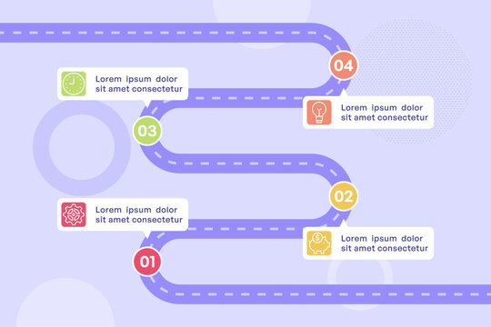 Horizontal Four Step Roadmap Infographic with Parallel Paths and Icons