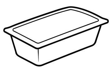 Black and white rectangular container outline with thick border isolated transparent illustration