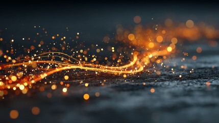 Fototapeta premium Glowing Orange Sparks Trail on Dark Background