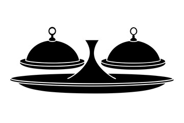 Elegant silhouette of a serving dish with lid and tray against transparent backdrop