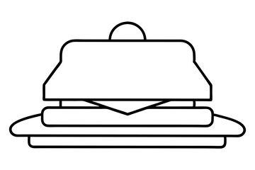 Minimalist black and white sandwich illustration on a transparent background for versatile design