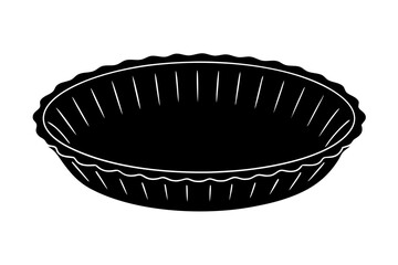 Minimalist illustration of an empty pie dish with scalloped edge on transparent background