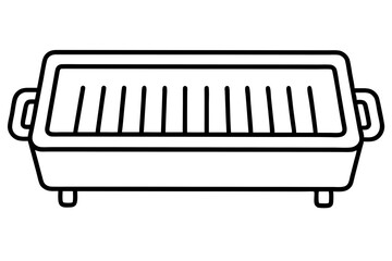 Simple and clear outline drawing of a rectangular kitchen sink or basin