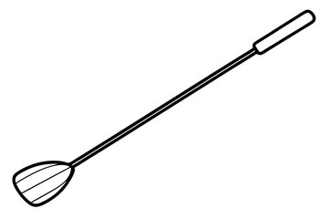 Simple black and white cooking utensil outline with transparent background