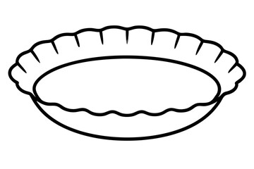 Simple black and white pie dish illustration on a white background