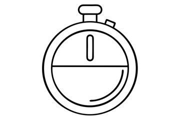 Simple black and white stopwatch outline with transparent background for design use