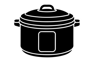 Simple black and white silhouette of a modern kitchen cooking pot illustration