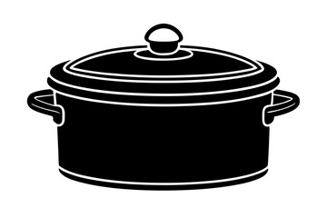 Simple black silhouette of a cooking pot with lid for culinary and kitchen design