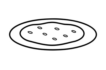 Simple hand drawn plate with food elements isolated on transparent background