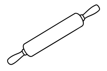 Simple hand drawn black outline rolling pin for culinary and bakery designs