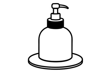 Simple outline illustration of a soap dispenser with transparent background