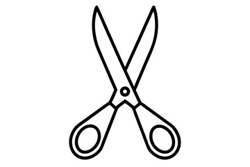 Simple transparent line art illustration of open scissors for design concepts