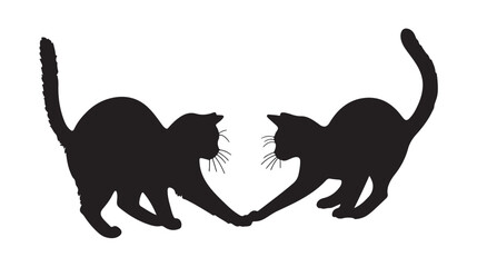 Obraz premium Black Cats Silhouette Facing Each Other