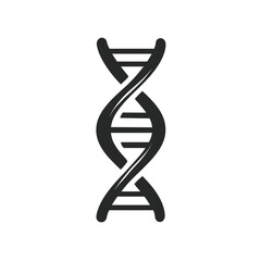 DNA icon in flat black style with transparent background, ideal for science, medicine, biology, and genetic research designs.

