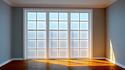 Sunlit Room Interior Design:  Empty Space, Large Window, Wooden Floor