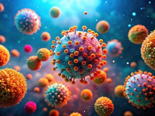 Naklejka premium Vibrant Allergy Season: Microscopic Pollen, High-DOF Air Pollution Photography