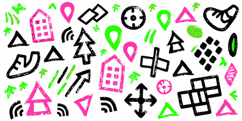 Punk doodle hand-drawn vector, Grunge graffiti, Chalk bg,
