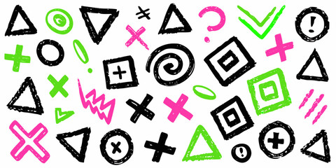 Punk doodle hand-drawn vector, Grunge graffiti, Chalk bg,