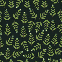 Floral seamless pattern. Foliage vector surface design of abstract branches of leaves