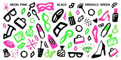 Punk doodle hand-drawn vector, Grunge graffiti, Chalk bg,