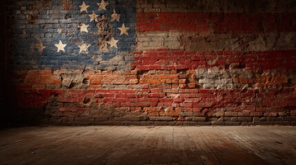Distressed American Flag Brick Wall Background