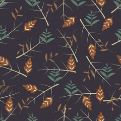 Floral seamless pattern. Foliage vector surface pattern design of abstract leaves