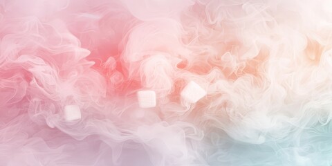 Fototapeta premium marshmallows campfire sticks concept. Abstract swirls of soft colors resembling smoke with hints of white shapes.