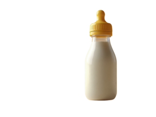A bottle of milk with a yellow lid