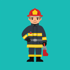 Cartoon Firefighter Character Vector