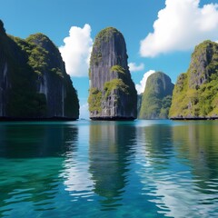 The paradise, ocean, cliffs, rocks, sea, nature, landscape, serene, peaceful, dramatic sky, clouds,  water, beach, travel, exotic, remote, untouched, lush, 